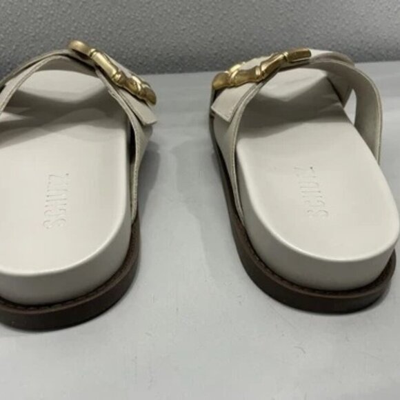 NEW SCHUTZ Enola Sporty Sandal US8B Low Heel Crossover Straps Slide in Pearl - Picture 4 of 8